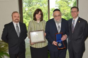 Donald Hutton, board trustee, Raizel Reit, Dr. Yehuda Sorscher and Daemen President Gary Olson.