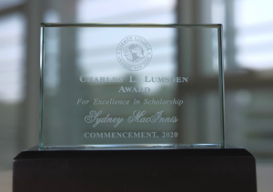 Charles L. Lumsden Award was presented to Sydney MacInnis