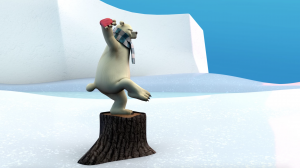 Polar bear standing on a stump