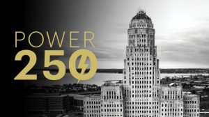 Power 250 text on top of a picture of city hall