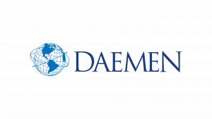 Daemen University blue logo with a globe.