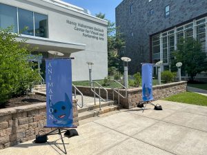 Entrance to Visual and Performing Art Center with Animation Academy posters