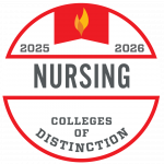 Round red seal that says Nursing Colleges of Distinction 2025-2026