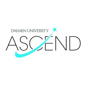 Logo image of Daemen University ASCEND with a light blue swoosh running through ASCEND