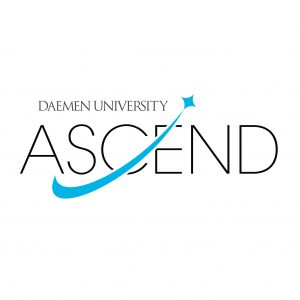 Logo of Daemen University Ascend with a teal swoosh going through Ascend.