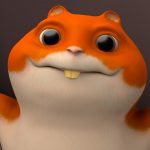 Animated hamster with orange and white face