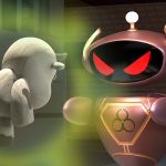 Two animated figures on a dark background