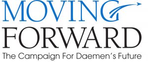 Logo with text that says: Moving Forward The Campaign for Daemen's Future