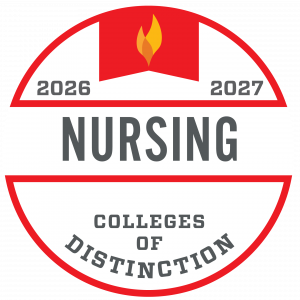 Round red seal that says Nursing Colleges of Distinction 2026-2027